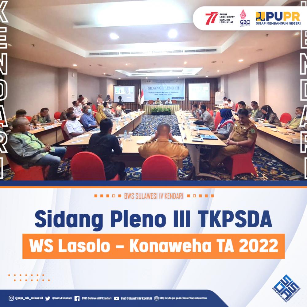 Sidang Pleno III TKPSDA Wilayah Sungai Lasolo Konaweha TA 2022